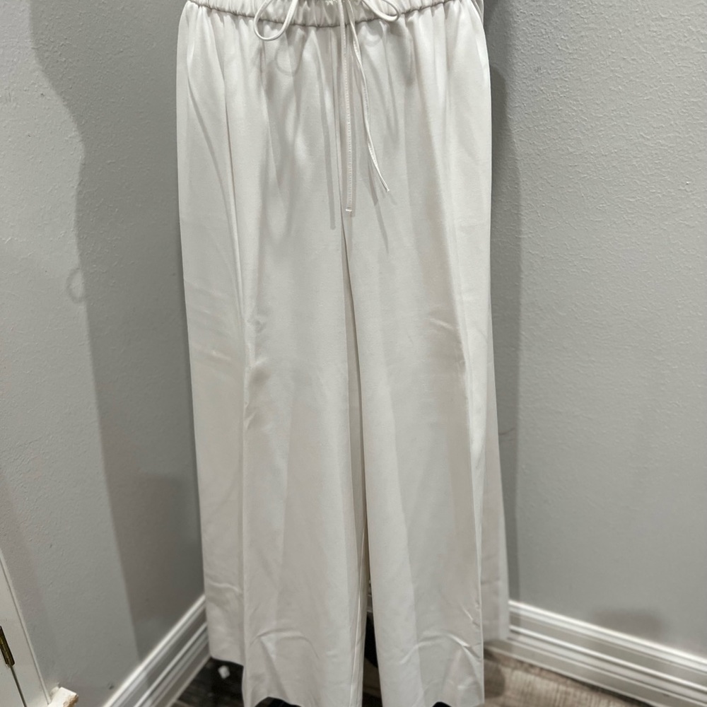 Anne Klein winter white/ivory lined drawstring slacks